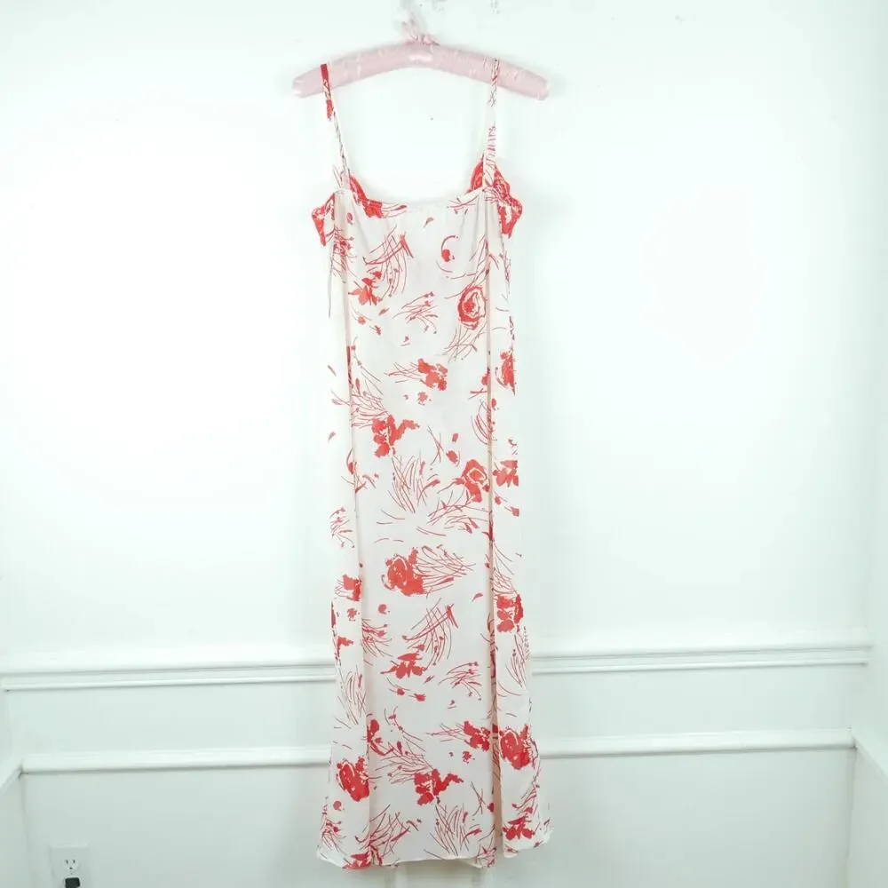 Vintage S Nightgown Slipdress Coquette Feminine Dainty Red Lace Floral 70s Glam - Picture 7 of 9